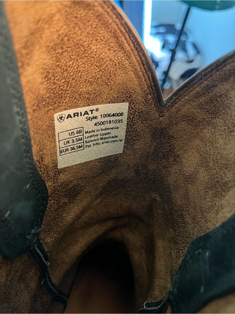 Ariat Vintage Denim Heritage J Toe Leather Heeled Boots with Brown Embroidery - Picture 6 of 9